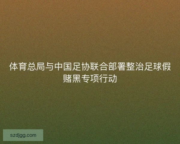 体育总局与中国足协联合部署整治足球假赌黑专项行动